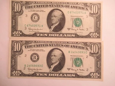 TWO 1963 A  $10 Notes, FRN, UNC, Philadelphia & New York - Image 1 of 4