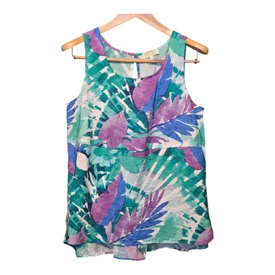 Escape by Habitat Top Womens Medium Multicolor Tropical Print Beach Vacation - Image 1 of 4