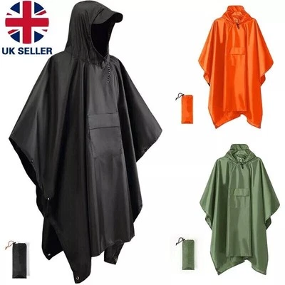Adults 3in1 Waterproof Raincoat Poncho Multifunction Reusable Rain Capes Camping - Image 1 of 4