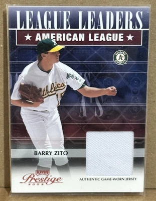 Barry Zito 2003 Playoff Prestige American League Leaders Game Used Jersey #/250 - Image 1 of 2