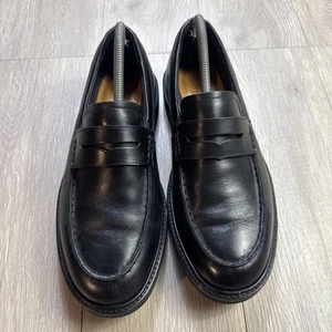 Zapatos ECCO Penny Mocasines Hombres 42 8 8.5 Negro Doble Ajuste Plantillas Delantal Puntera Cuero - Imagen 1 de 6