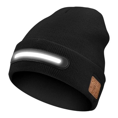 FONEFUNSHOP Warm Beanie Hat with Integrated LED Front Light and Bluetooth Music Earphone