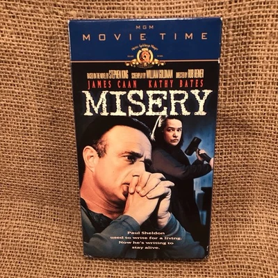 Misery VHS 1990 Stephen King James Caan Kathy Bates MGM Movie Time Tape Foto 1 de 4