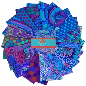 Feline Drive Fabric 5" Squares - Kaffe Fassett Classics Plus ROYAL - 42 Squares - Picture 1 of 7