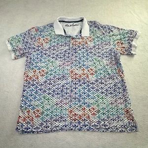 Camisa Polo Robert Graham Para Hombres XL Azul Multicolor Geométrica AOP Calce Clásico - Imagen 1 de 6