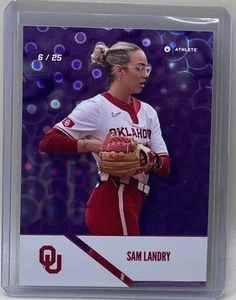 Sam Landry 2025 OU Onit Athlete Oklahoma Sooners Holo P-5 púrpura paralelo #6/25 - Imagen 1 de 2