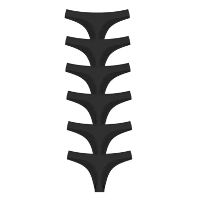 6er Set Damen Tanga String Schwarz Panty  Baumwolle Unterwäsche Slips Gr.34-46 - Bild 1 von 4