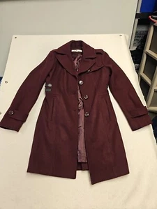 Kenneth Cole New York Womens Purple Winter Wool Coat Outerwear Long Size 4 - Picture 1 of 7