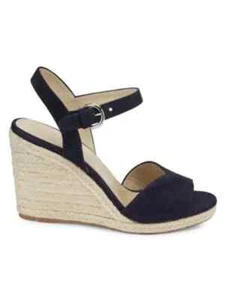 PRADA Raffia 95mm Peep-Toe Slingback Wedge Navy Blue Size 36.5 EU, 6.5 US - Picture 1 of 12