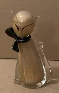 Vintage Hand Blown Glass Gold Infused Feline Figurine - Picture 1 of 8