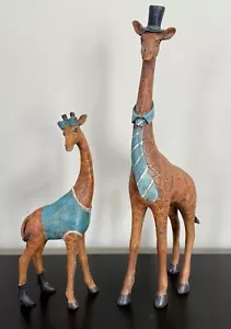Giraffe His and Hers 16" tall Statue Wildlife Figurines Resin look like wood - Picture 1 of 4