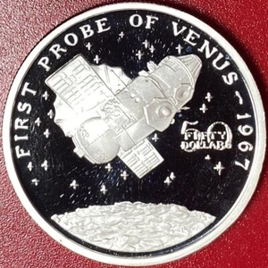 1989 MARSHALL ISLANDS $50 PROOF 1oz SILVER FIRST PROBE OF VENUS 1967 SPACE EARTH - Picture 1 of 8