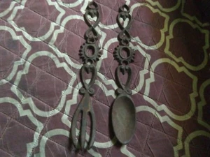 Tenedor grande y cuchara de hierro fundido oxidado de colección, cocina rural decoración en mal estado - Imagen 1 de 3