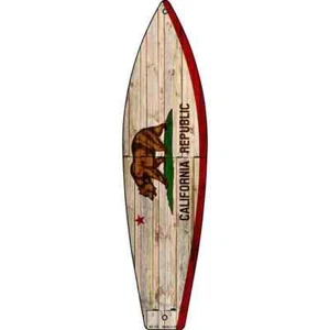 California State Flag Metal Surfboard Sign 23"x6" Plaque Home Door Garage Wall - Picture 1 of 1