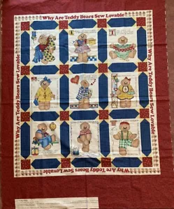 1996 Daisy Kingdom Why Are Teddy Bears Sew Loveable Quilt Fabric Panel - Picture 1 of 2