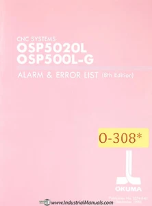 Okuma OSP5020-L OSP500L-G, Alarm Error List Manual 1990 - Picture 1 of 3