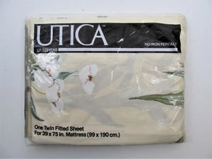 Vintage Utica JP Stevens Narcissus Twin Fitted Sheet 39"x75" No Iron Percale New - Picture 1 of 3
