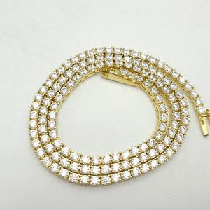 New Adinas Jewels Sterling Silver Gold Tone 15ct 3.25mm Tennis 18" Inch Necklace - Picture 1 of 7