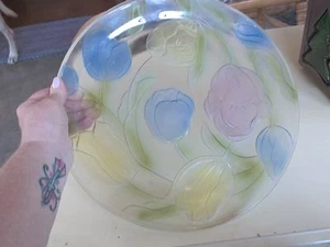 Mikasa Multi Color Tulpenmuster 13" Durchmesser Runde Glas Tablett Platte - Bild 1 von 1