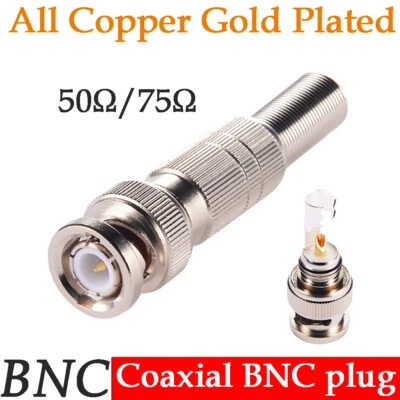 BNC male to BNC female jack plug Straight RF Adapter 50/75ohm Coaxial Connector  - Image 1 of 4