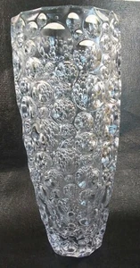 Czech Lead Crystal Vase Clear Tall, Button, Coin Heavy Glass - Picture 1 of 9