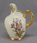 Royal Worcester Hand Painted Flowers Blush Ivory Gold Creamer Small Jug C.1887