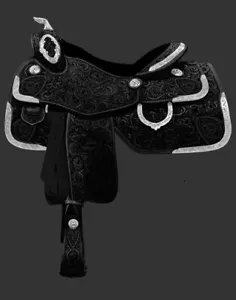 Western show saddle 16" on Eco- leather buffalo color black with drum dye finish - Picture 1 of 4