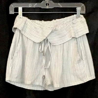 Espléndidos Pantalones Cortos Blancos Con Rayas Azules Plegables Top Cintura Elástica Nuevos con Etiquetas Talla XS Foto 1 de 4
