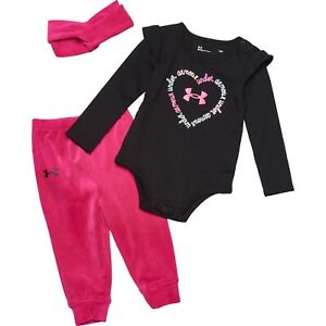 UNDER ARMOUR 3 PC Take Me Home Pink OUTFIT Pant Set Infant Girls 6 - 9 Month NEW