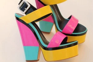 GIUSEPPE ZANOTTI NEÓN BLOQUE DE COLOR PLATAFORMA CUÑA TALLA 37 - Imagen 1 de 16