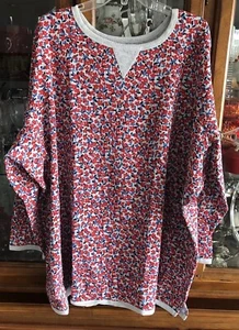Woman Within Pullover L/SLV Gray Multi Floral Cotton/ Poly Thermal 4X Plus NEW - Picture 1 of 15