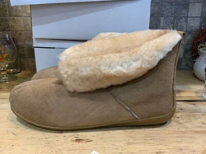 Vtg Minnetonka Slippers Moccasin Men's Shearling Leather Ankle NEW Sz 10 NOS - Picture 1 of 15