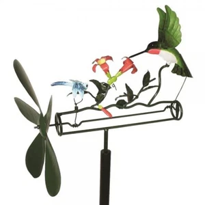 HUMMINGBIRD AND DRAGONFLY WHIRLIGIG - WIND SPINNER - KINETIC SCULPTURE - Picture 1 of 1
