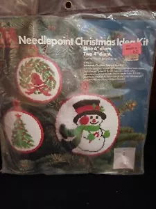 Vintage Columbia-Minerva Needlepoint Christmas Ornament Kit Snow Man #1971 - Picture 1 of 5