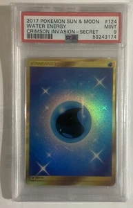 Pokemon Sun Moon Crimson Invasion #124 Water Energy Gold Secret Rare PSA 9 Mint - Picture 1 of 2