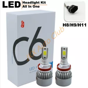 Pair Car H8 H9 H11 6000K 36W 3800LM LED Headlight Light Set C6 Fog Lamp All Cars - Picture 1 of 9