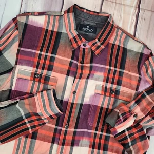 Buffalo David Bitton Sayor shirt Mens XL Plaid Flip Cuff Roll Sleeve Strap Nice! - Picture 1 of 10