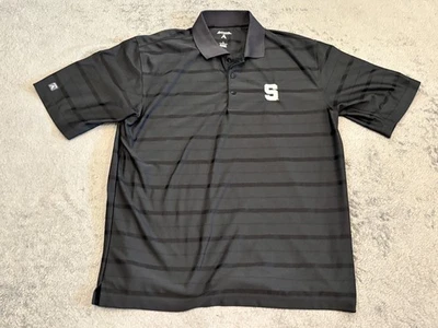 Michigan State Spartans Polo Shirt Mens Large Black Striped Antigua MSU Football - Image 1 of 4