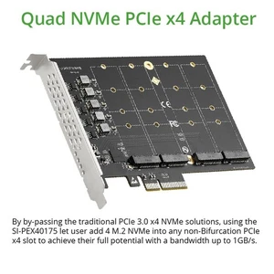 PCIe 3.0 x4 to 4-Port M.2 NVMe Adapter Card - Afbeelding 1 van 3