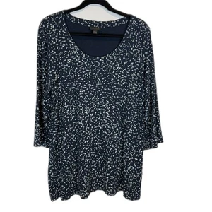 J.Jill Wearever Collection Navy Blue with White and Sage Green Blouse Size Large - Picture 1 of 13