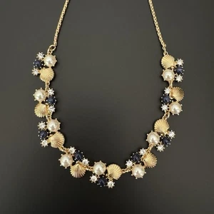 Charter Club Gold Tone Shell, Stone & Imitation Pearl Summer Statement Necklace - Picture 1 of 21