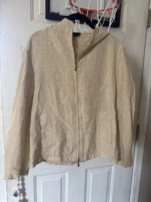 Sudadera con Capucha de Lino Donna Karan de Lujo Hecha en Italia - Chaqueta de Jardín Zen Vintage Talla 4 Foto 1 de 4