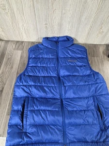 Marmot Puffer Vest Mens XXL Blue 800 Down Fill Full Zip Winter Outdoor Hiking - Picture 1 of 9