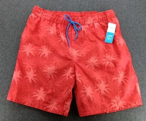Mens Swim Trunks Large UPF 50+ Red Palm Tree Dream Wave Draw String Webbing New - Picture 1 of 8
