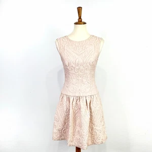 BCBGmaxazria light blush pink damask pattern y2k dress Size XXS - Picture 1 of 6