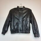 Saxony Men's Black Leather Jacket Size 40 Bomber Type Skins 