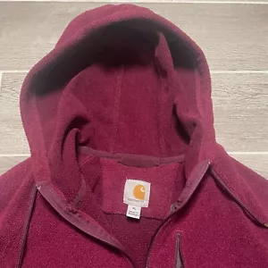 Carhartt Full Zip Hoodie Jacket XL Burgundy Fleece 101404-506 Men’s Workwear Mad - Picture 1 of 12
