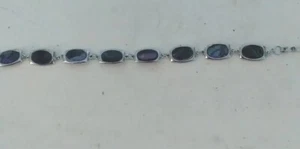 sterling silver abalone bracelet 8" snap closure  - Picture 1 of 8