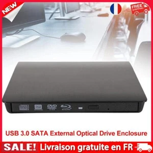 Boîtier de lecteur optique pour lecteur DVD CD-ROM RW externe USB 3.0 SATA (noir - Photo 1/8