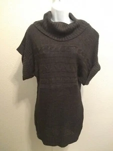 Suéter túnica top manga corta cuello capucha tejido gris oscuro Wet Seal para mujer talla L - Imagen 1 de 2